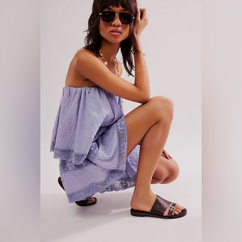 Free People Lavender Tiered Strapless Romper - Picture 3 of 6